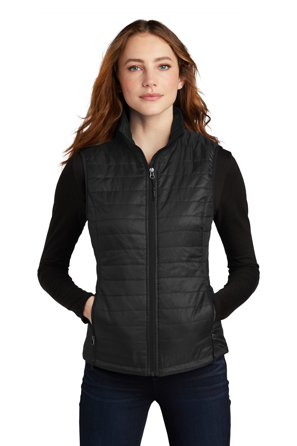Port Authority Women's Packable Puffy Vest L851 - Deep Black - front