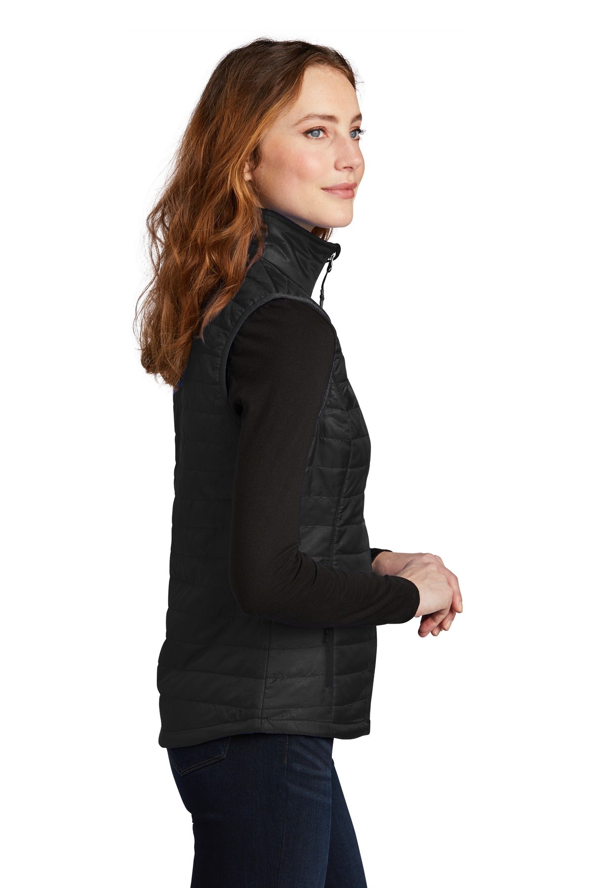 Port Authority Women's Packable Puffy Vest L851 - Deep Black - side