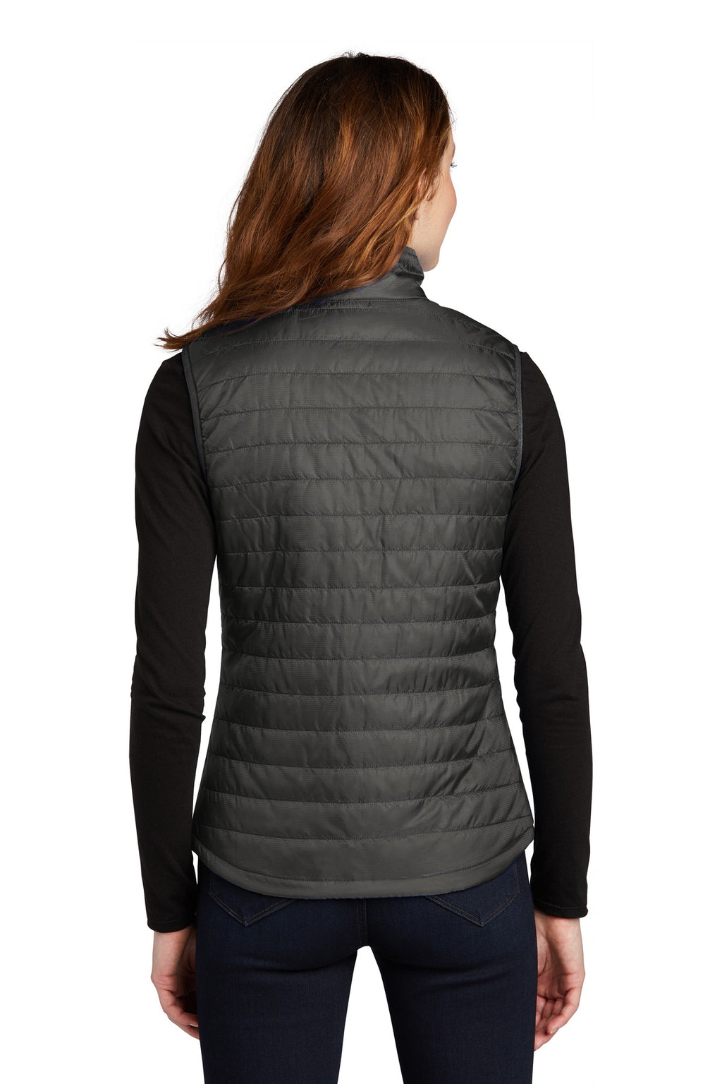 Port Authority Women's Packable Puffy Vest L851 - Sterling Grey/ Graphite - back