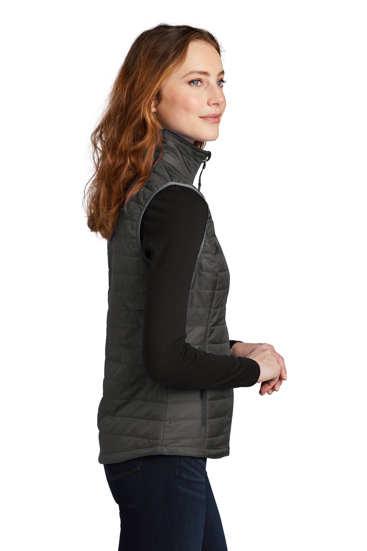 Port Authority Women's Packable Puffy Vest L851 - Sterling Grey/ Graphite - side