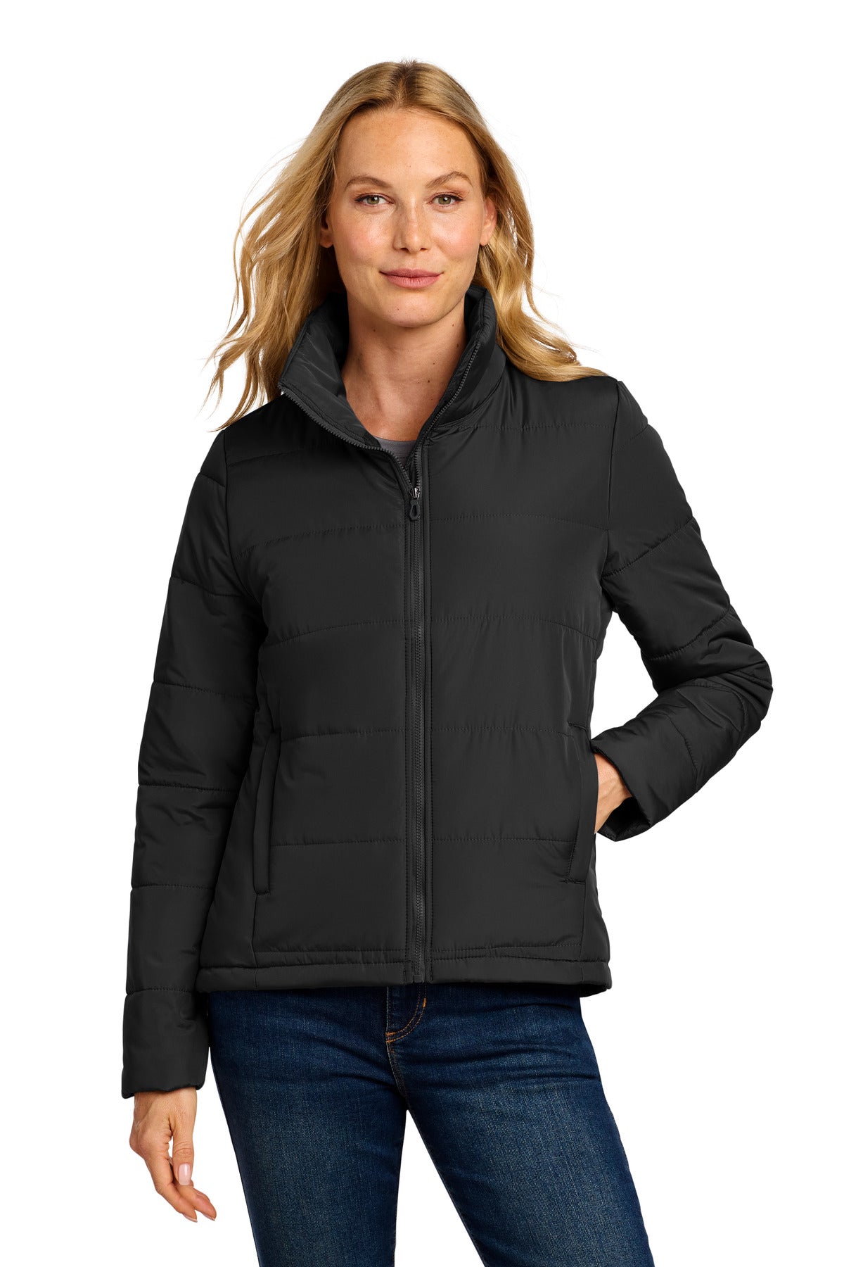 Port Authority Women's Puffer Jacket L852 - Deep Black - front