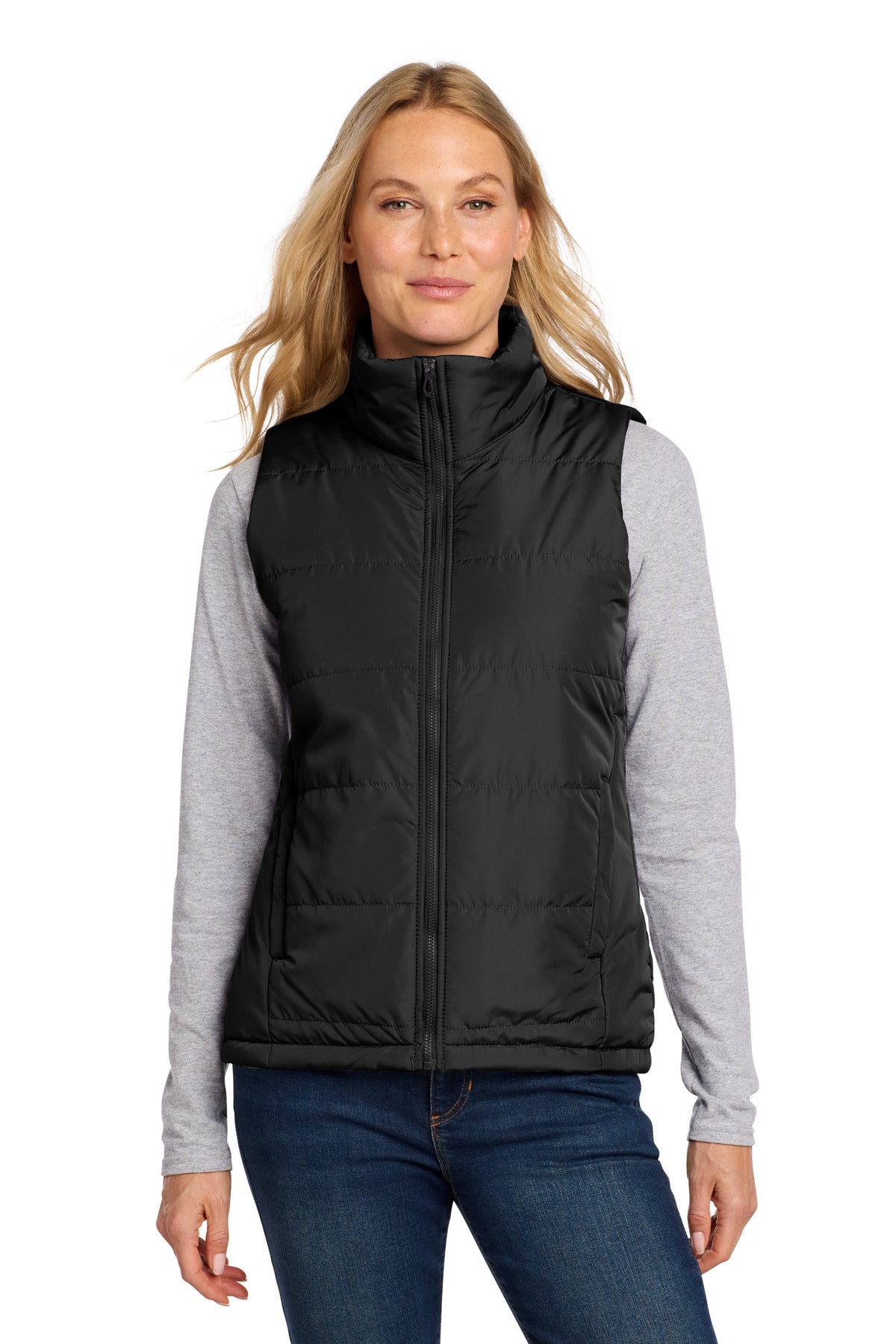Port Authority Women's Puffer Vest L853 - Deep Black - front