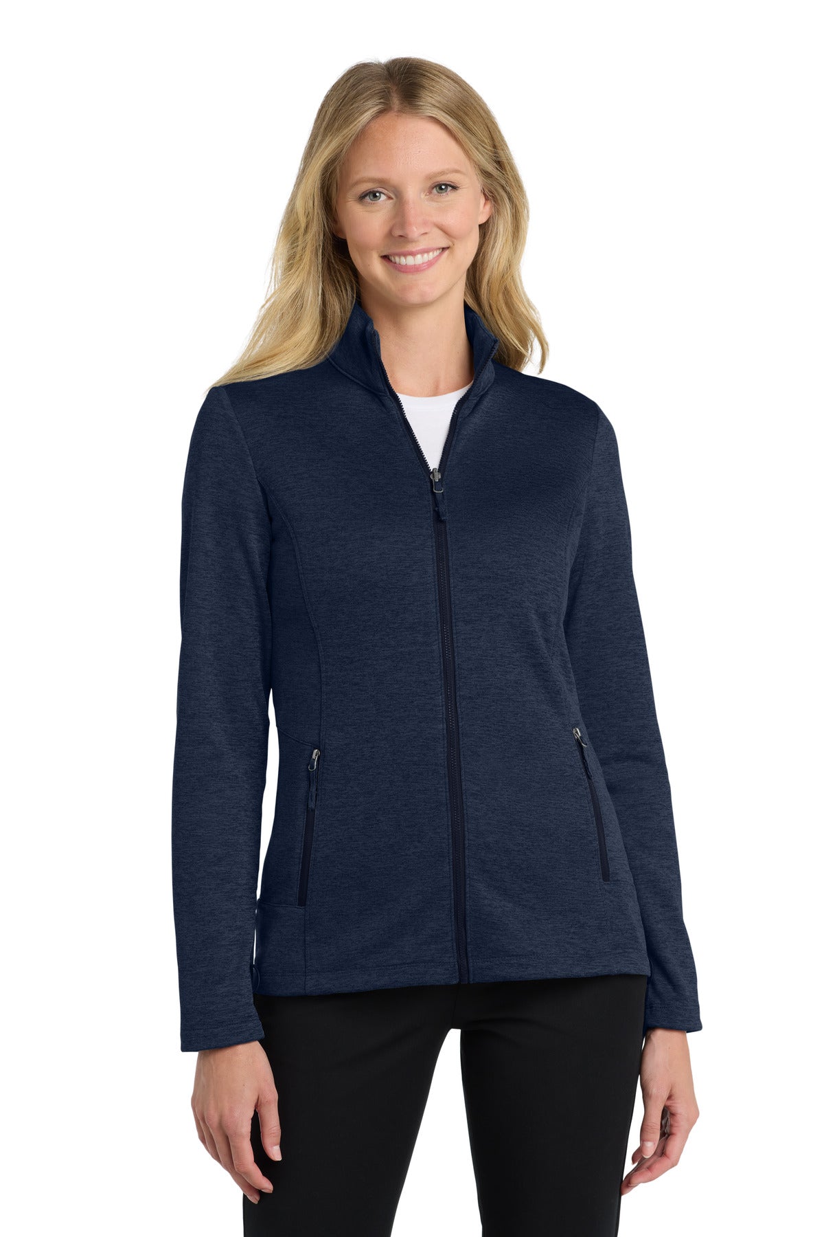 Port Authority Women's Collective Striated Fleece Jacket. L905 - River Blue Navy Heather - front