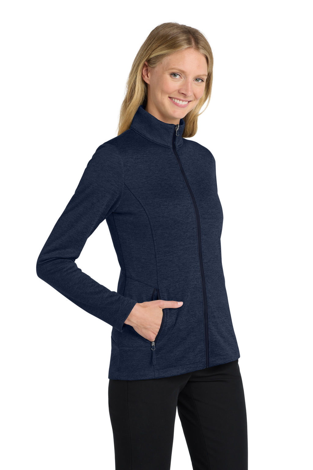 Port Authority Women's Collective Striated Fleece Jacket. L905 - River Blue Navy Heather - side
