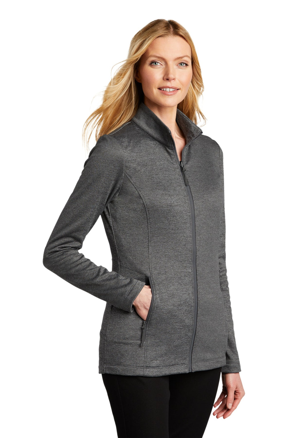Port Authority Women's Collective Striated Fleece Jacket. L905 - Sterling Grey Heather - three_q