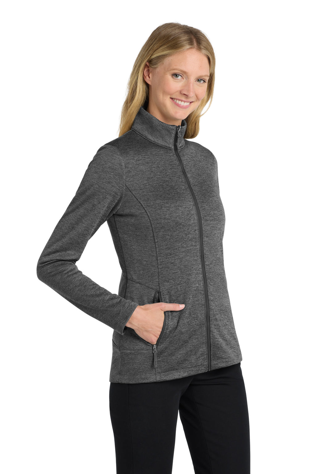 Port Authority Women's Collective Striated Fleece Jacket. L905 - Sterling Grey Heather - side