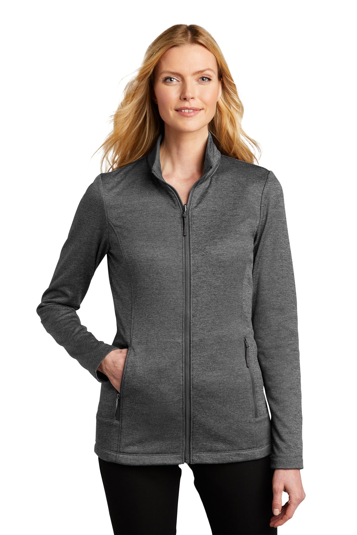 Port Authority Women's Collective Striated Fleece Jacket. L905 - Sterling Grey Heather - front