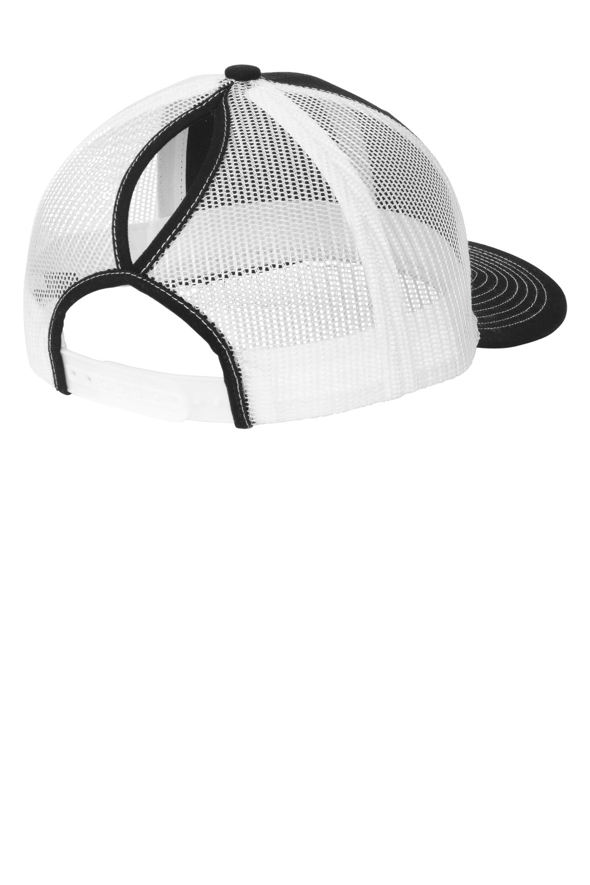 Port Authority Snapback Ponytail Trucker Cap LC401 - Black/ White - back