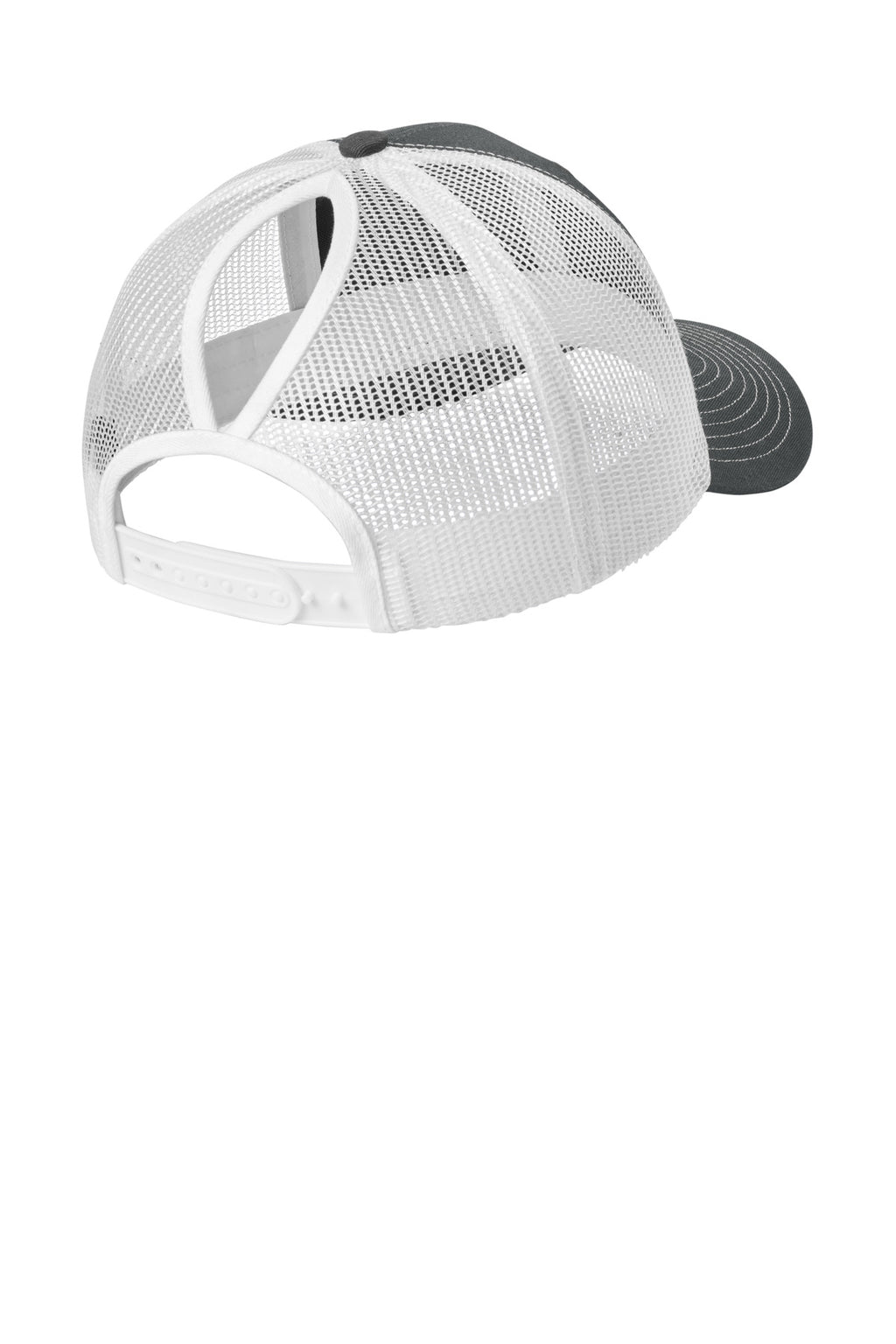 Port Authority Snapback Ponytail Trucker Cap LC401 - Grey Steel/ White - back