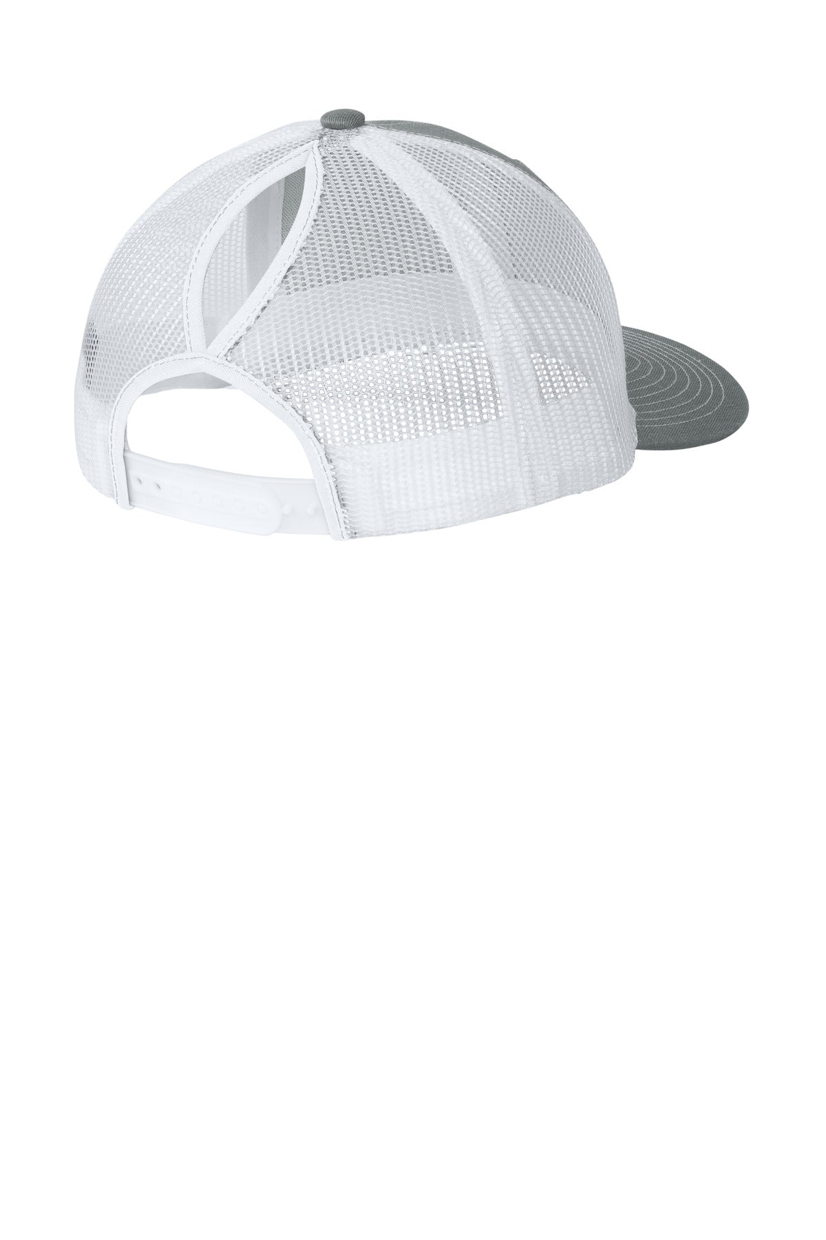 Port Authority Snapback Ponytail Trucker Cap LC401 - Heather Grey/ White - back