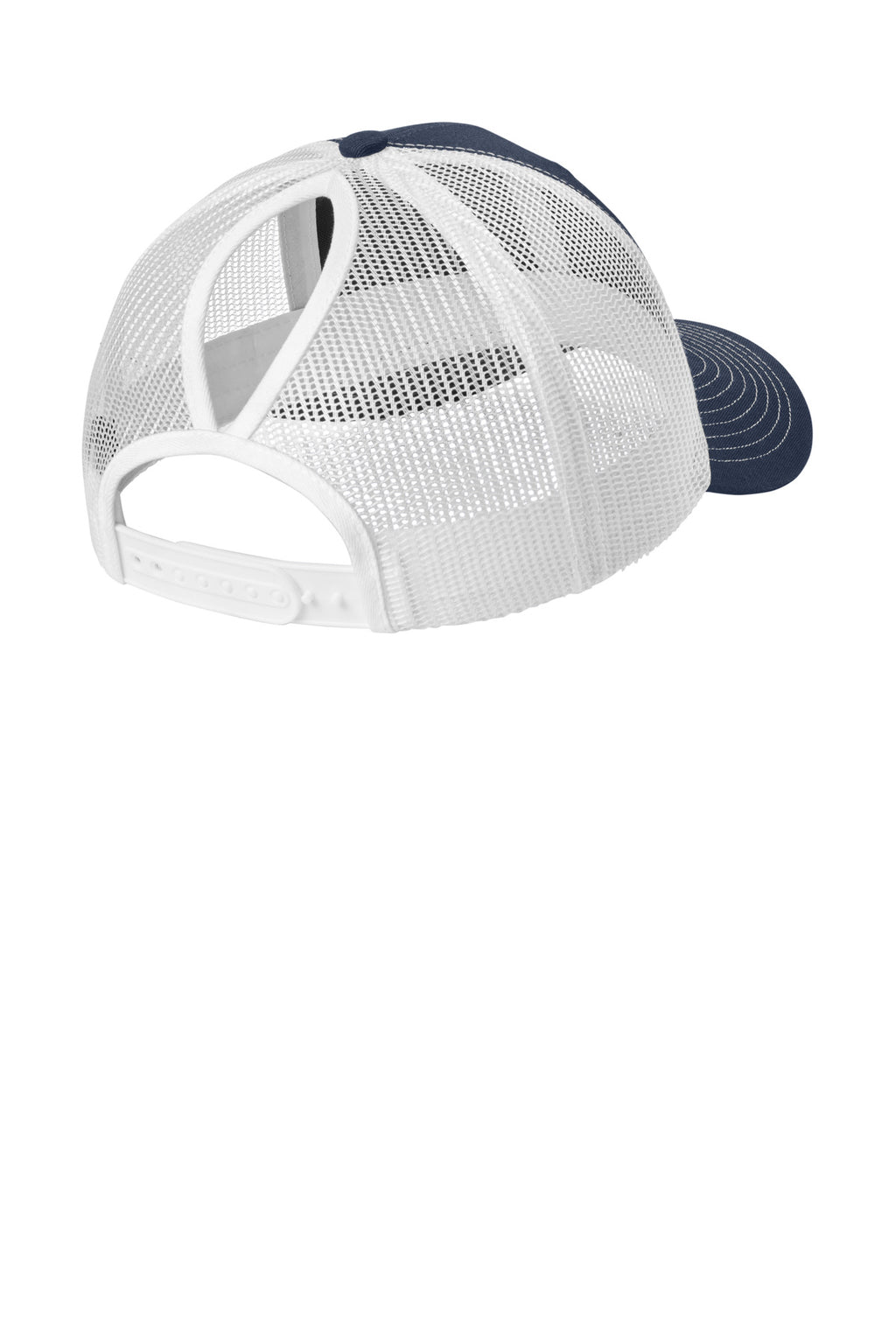 Port Authority Snapback Ponytail Trucker Cap LC401 - True Navy/ White - back