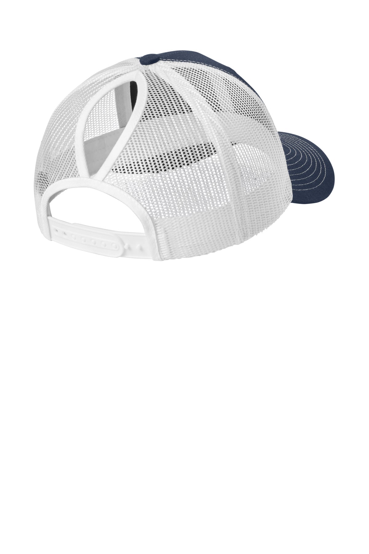 Port Authority Snapback Ponytail Trucker Cap LC401 - True Navy/ White - back