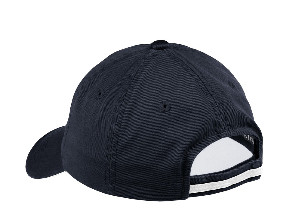 Port Authority Sandwich Bill Cap with Striped Closure. C830 - Classic Navy/ White - back