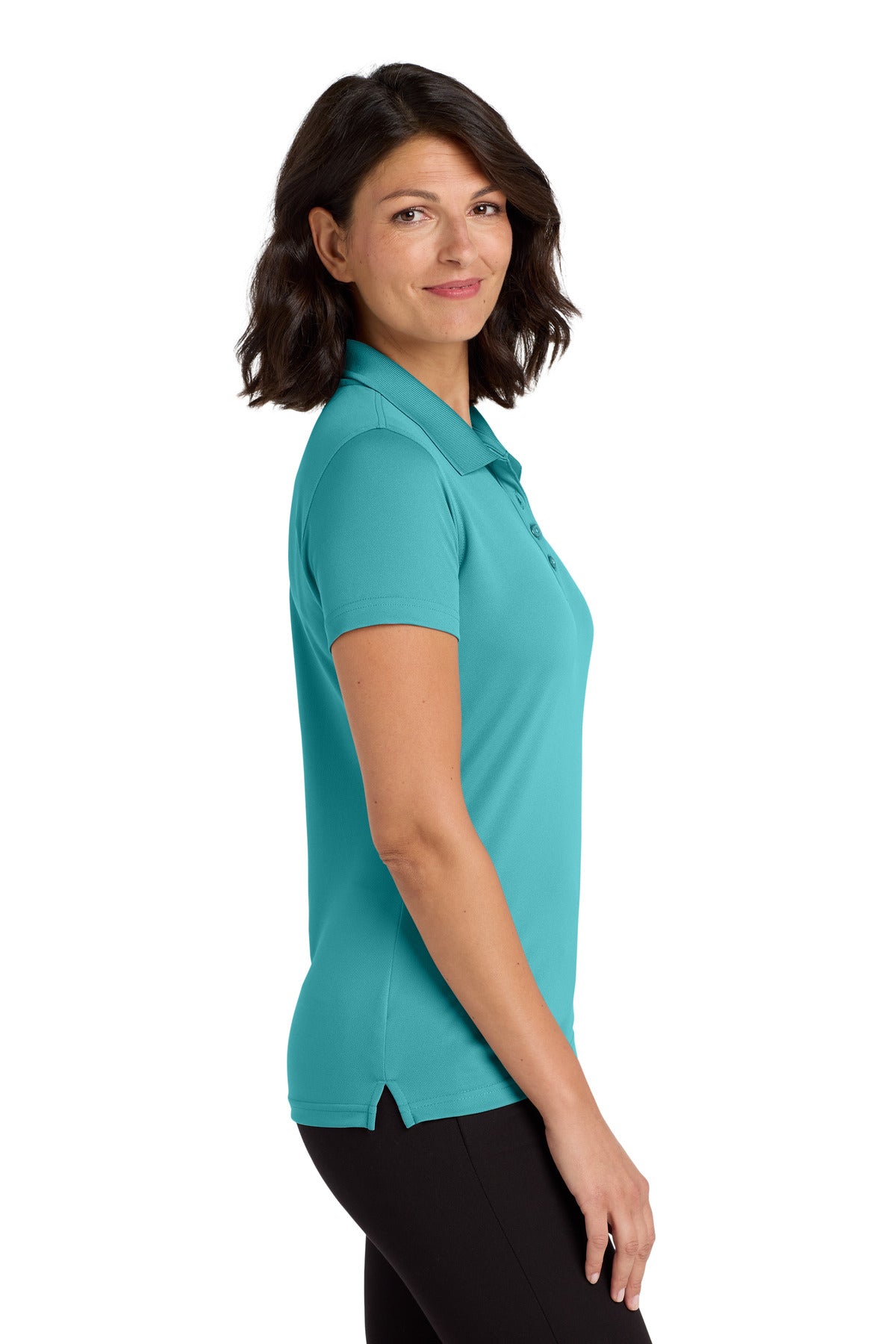 Port Authority Women's Dry Zone UV Micro-Mesh Polo. LK110 - Aquamarine - side