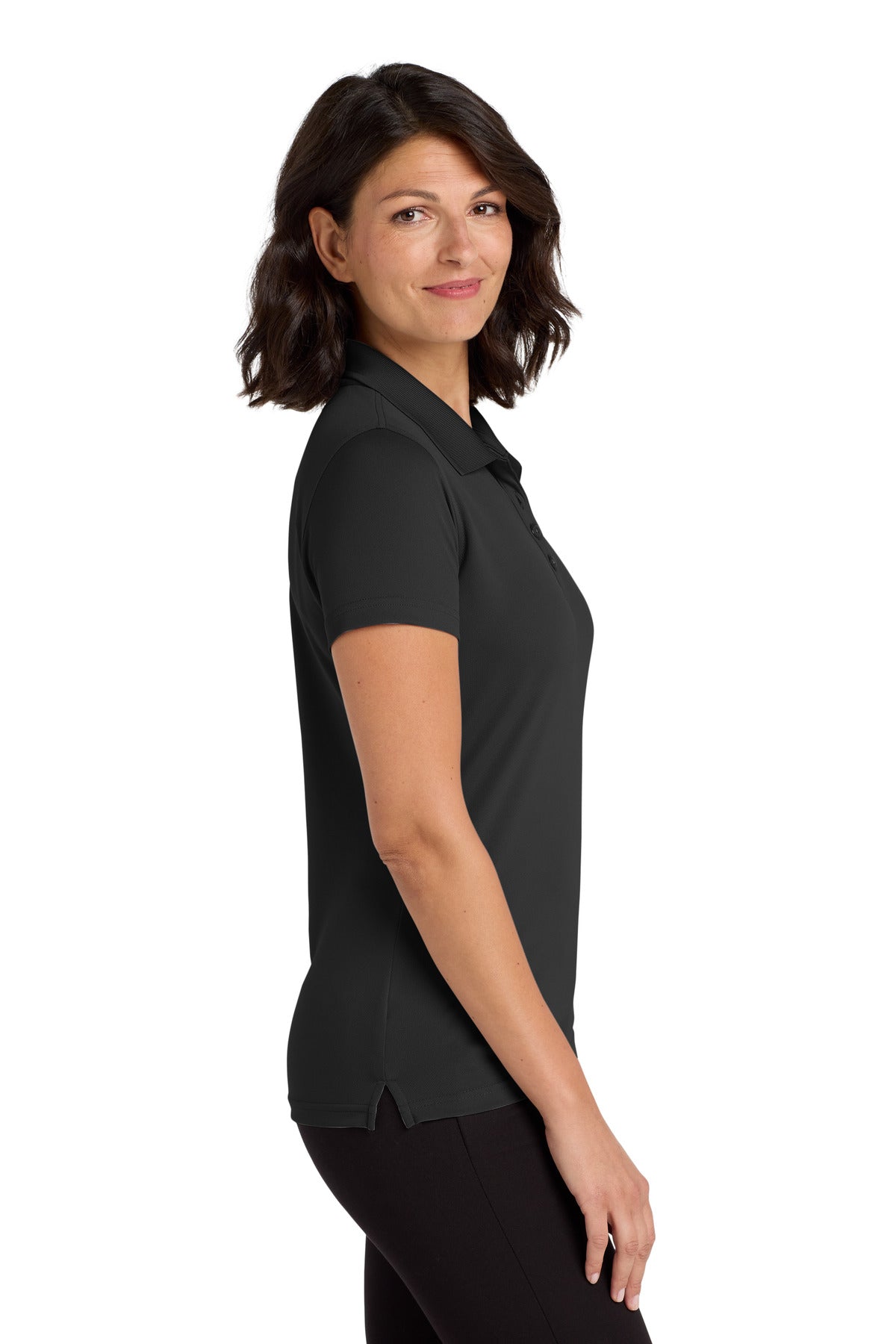 Port Authority Women's Dry Zone UV Micro-Mesh Polo. LK110 - Deep Black - side