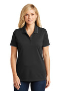 DISCONTINUED Port Authority Women's Dry Zone UV Micro-Mesh Tipped Polo. LK111 - Deep Black/ Graphite - front