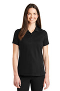 DISCONTINUED Port Authority Ladies SuperPro Knit Polo. LK164 - Black - front