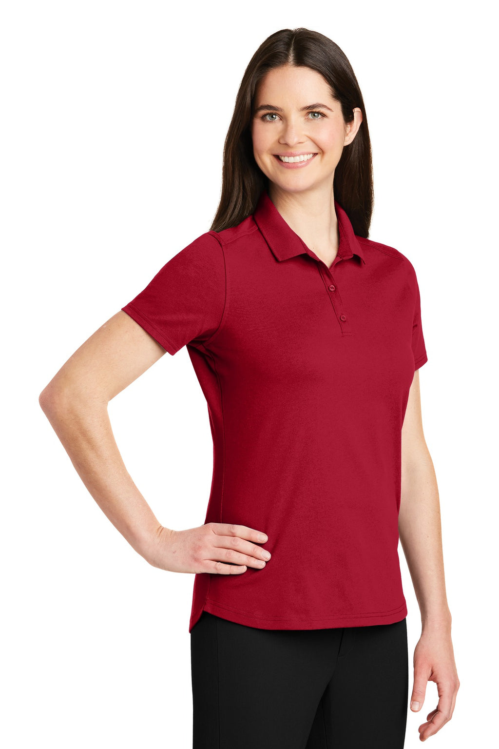 DISCONTINUED Port Authority Ladies SuperPro Knit Polo. LK164 - Rich Red - three_q