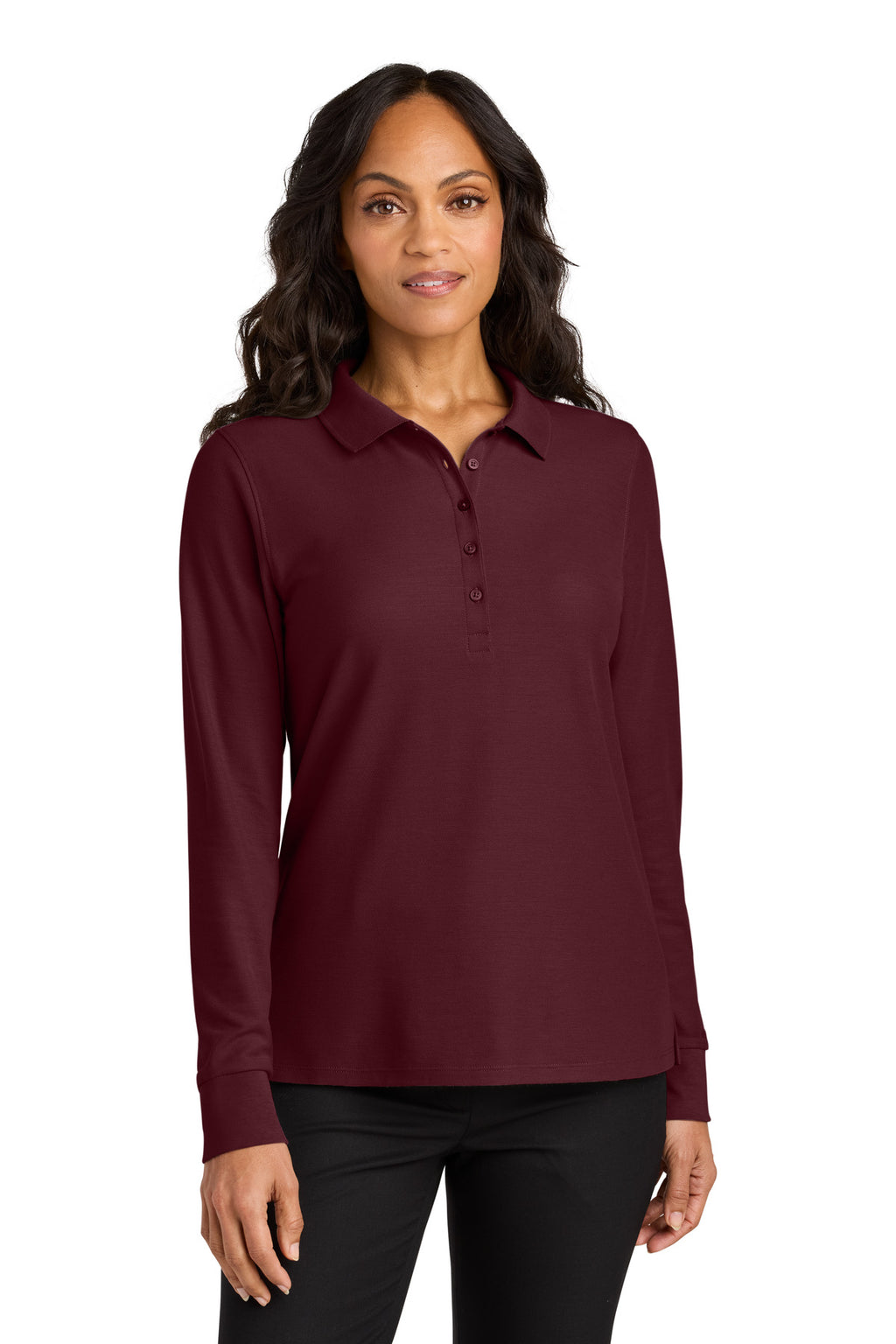 Port Authority Women's Wearever Signature Pique Long Sleeve Polo LK200LS - Burgundy - front