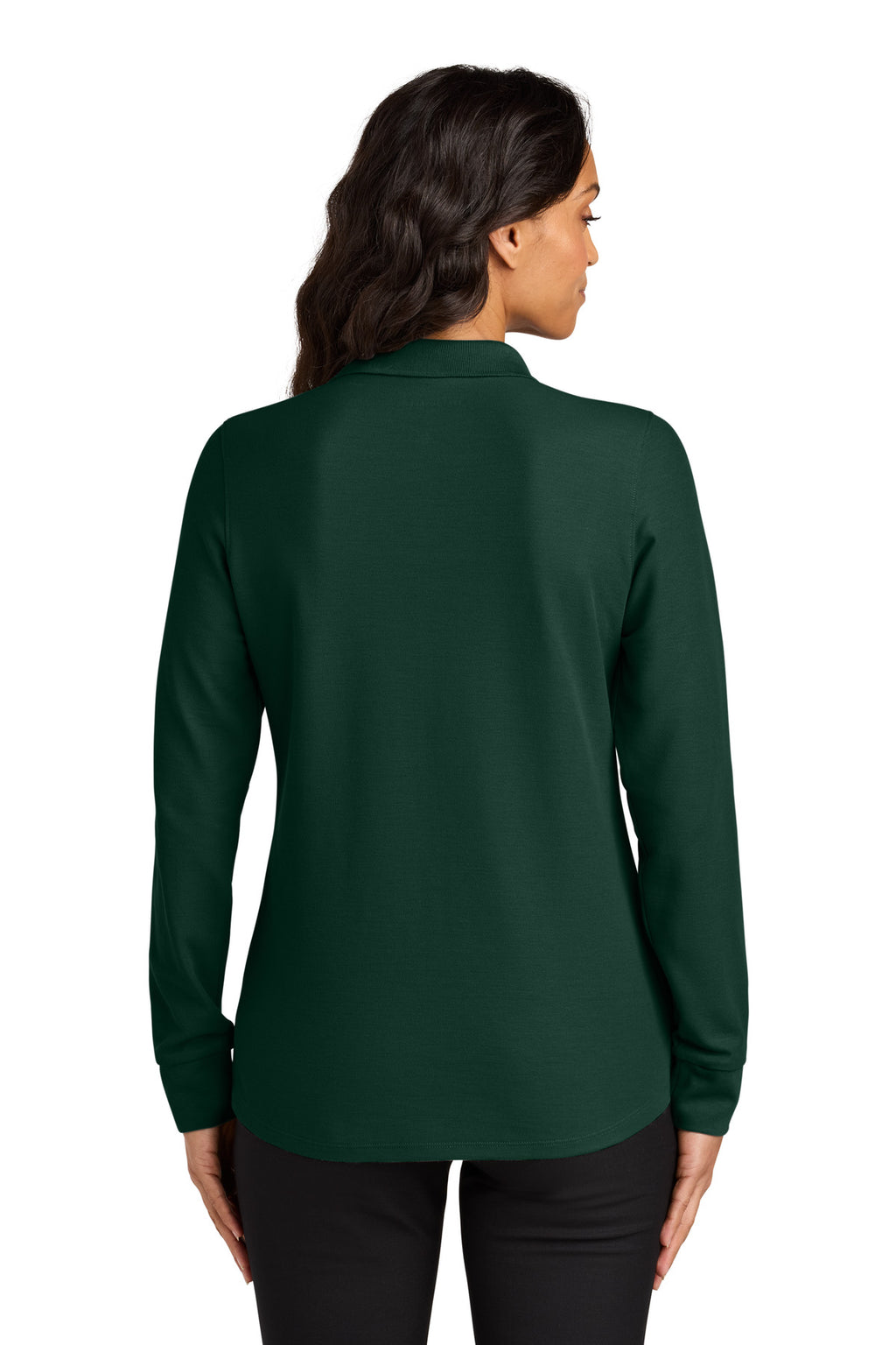 Port Authority Women's Wearever Signature Pique Long Sleeve Polo LK200LS - Dark Green - back