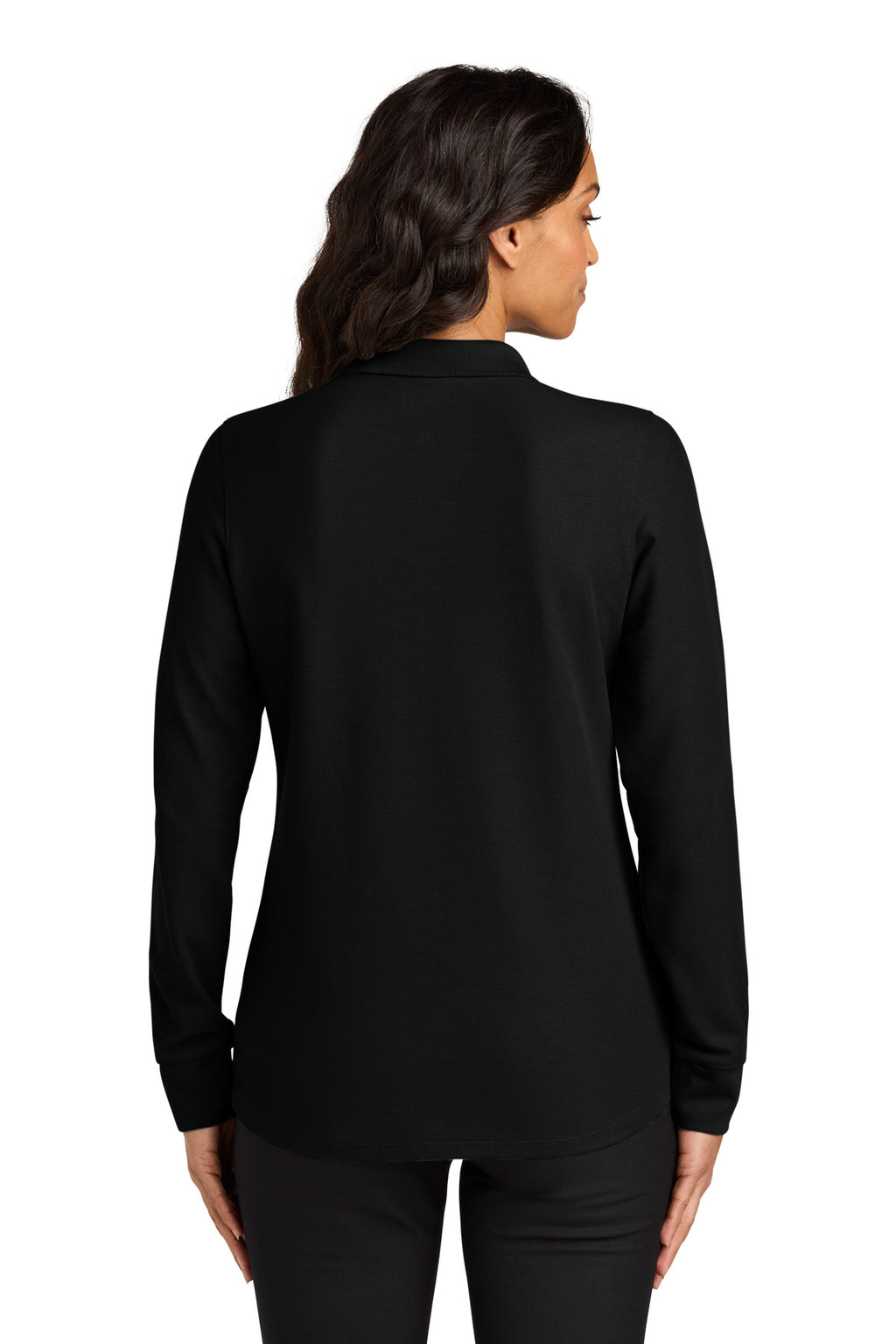 Port Authority Women's Wearever Signature Pique Long Sleeve Polo LK200LS - Deep Black - back