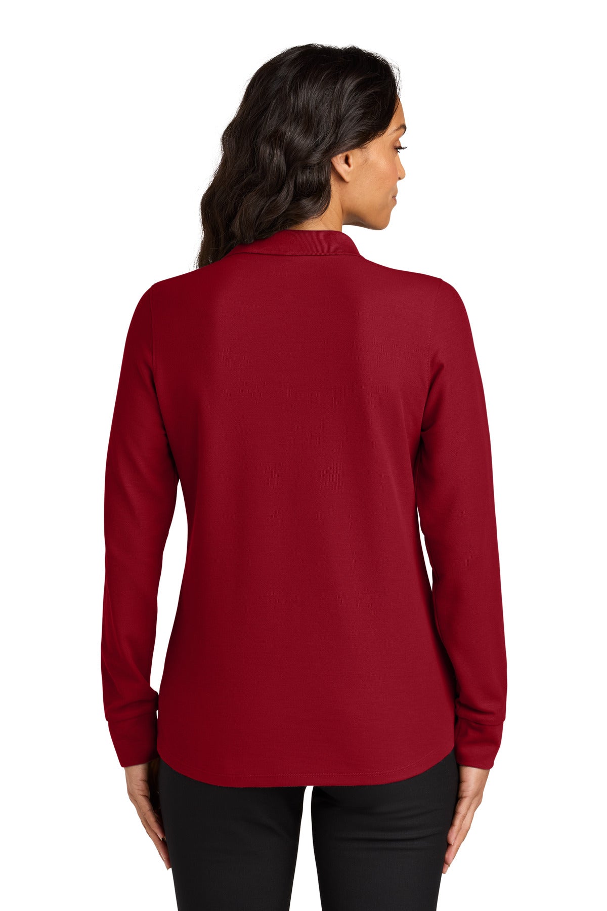 Port Authority Women's Wearever Signature Pique Long Sleeve Polo LK200LS - Rich Red - back