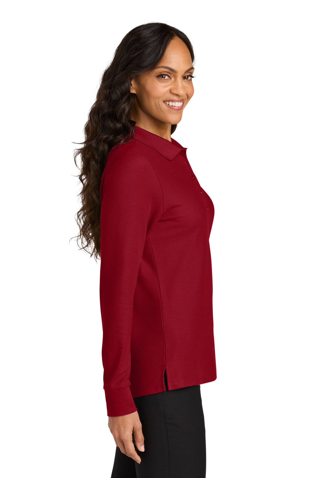 Port Authority Women's Wearever Signature Pique Long Sleeve Polo LK200LS - Rich Red - side
