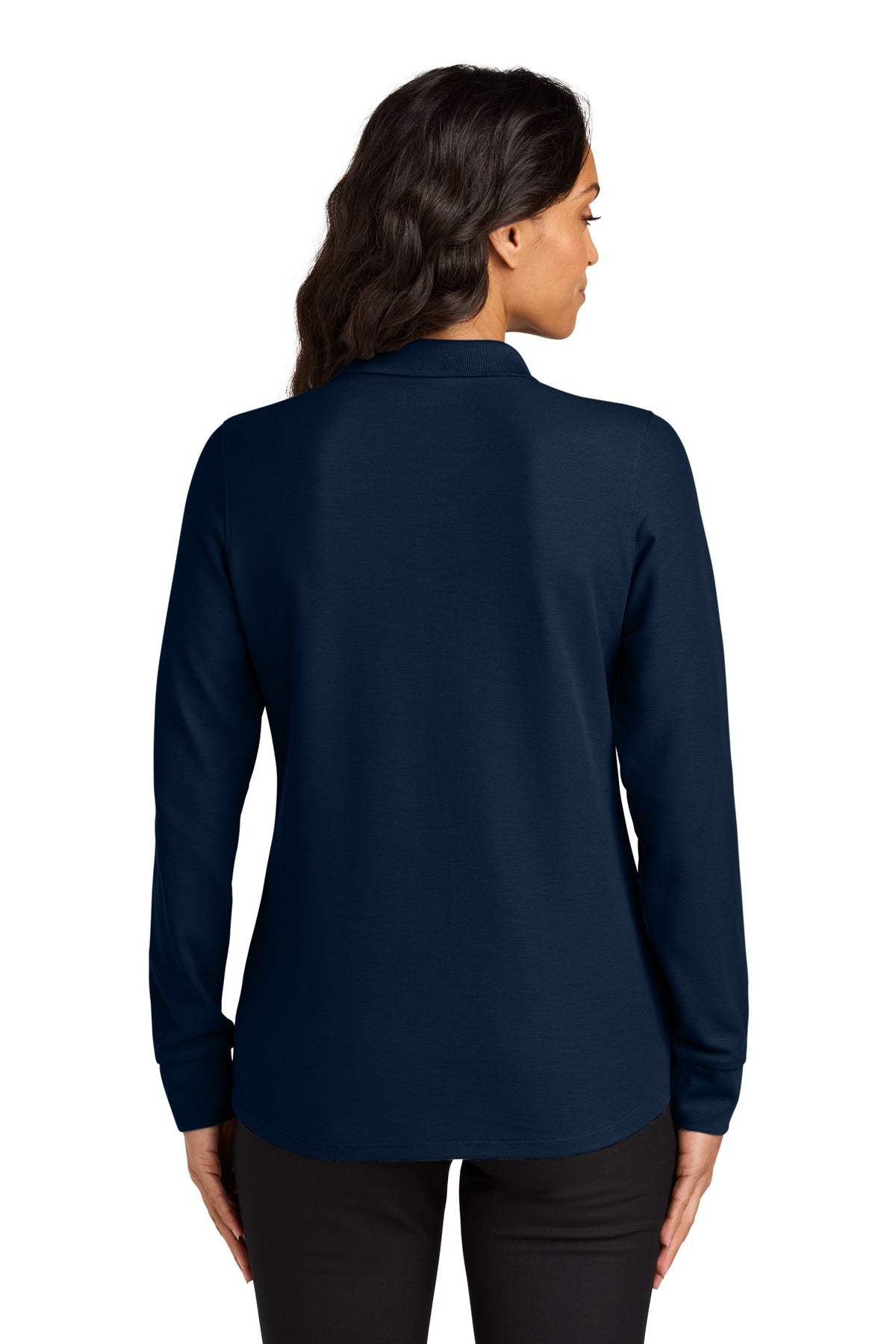Port Authority Women's Wearever Signature Pique Long Sleeve Polo LK200LS - River Blue Navy - back