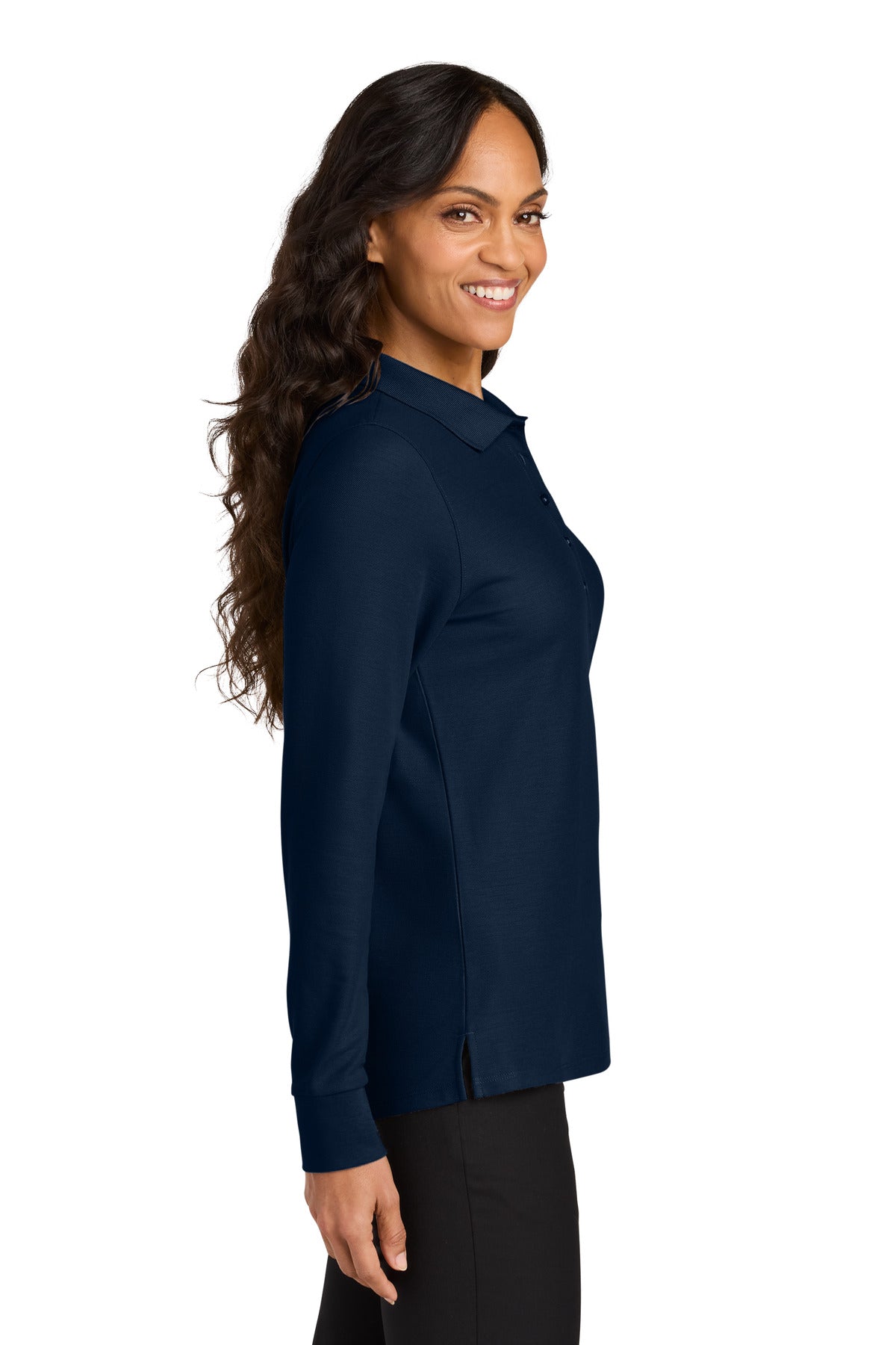 Port Authority Women's Wearever Signature Pique Long Sleeve Polo LK200LS - River Blue Navy - side