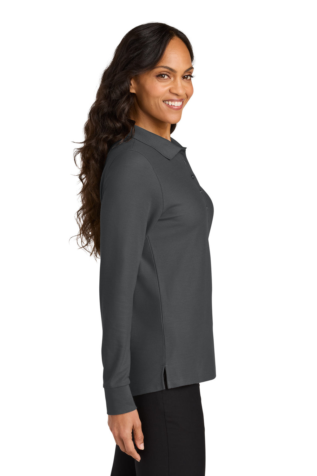Port Authority Women's Wearever Signature Pique Long Sleeve Polo LK200LS - Storm Grey - side