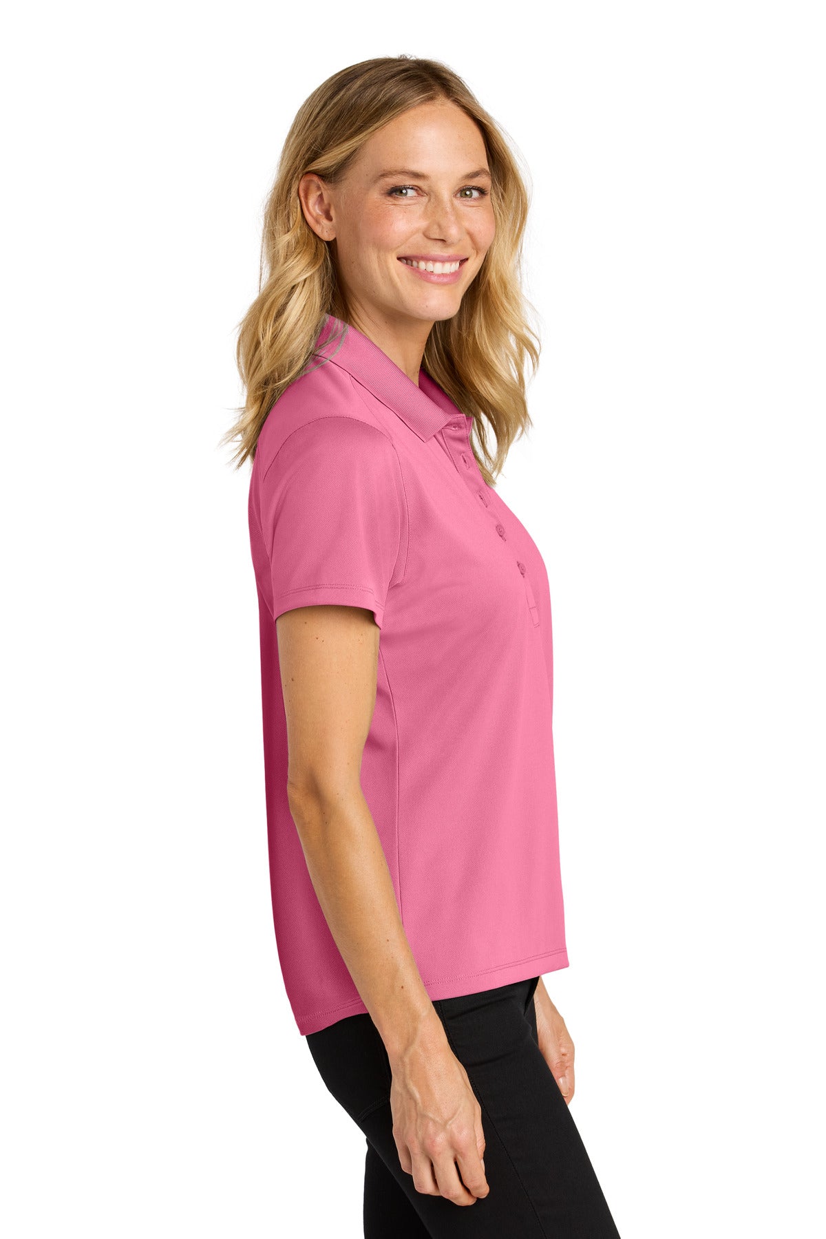 Port Authority Women's Wearever Performance Pique Polo LK240 - Awareness Pink - side