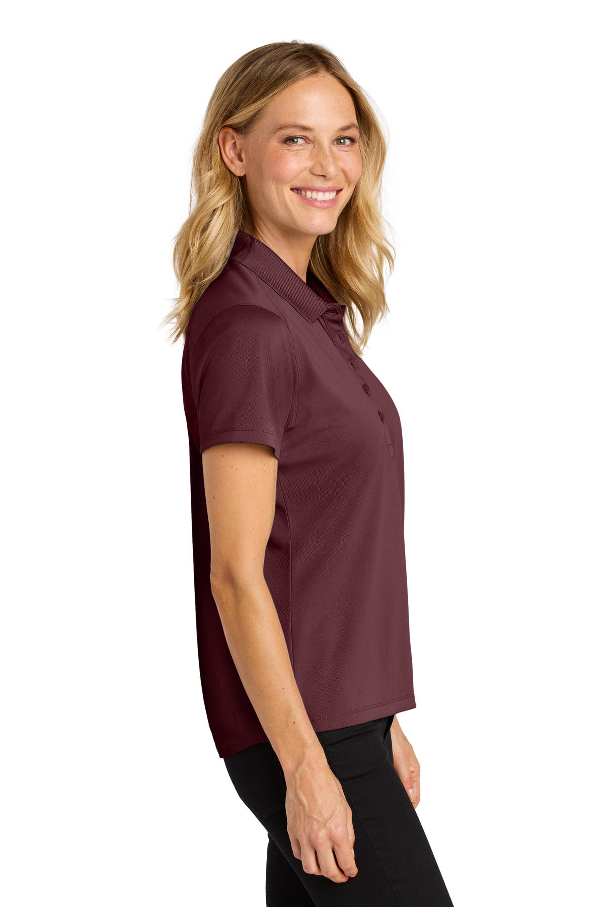 Port Authority Women's Wearever Performance Pique Polo LK240 - Burgundy - side