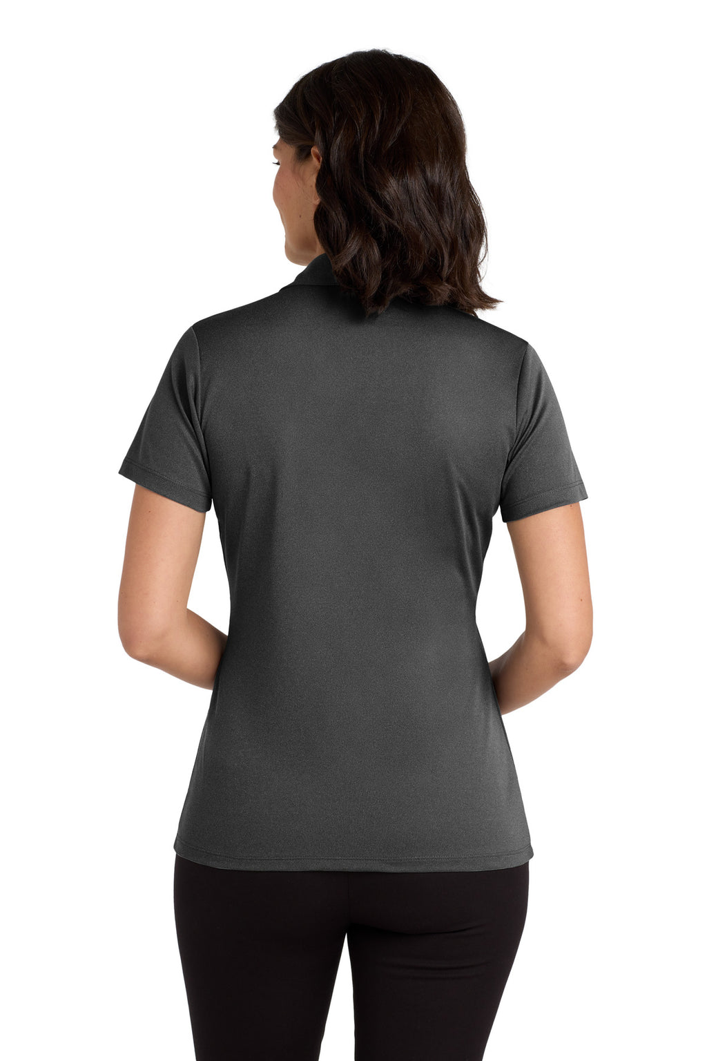 Port Authority Women's Heathered Silk Touch Performance Polo. LK542 - Black Heather - back