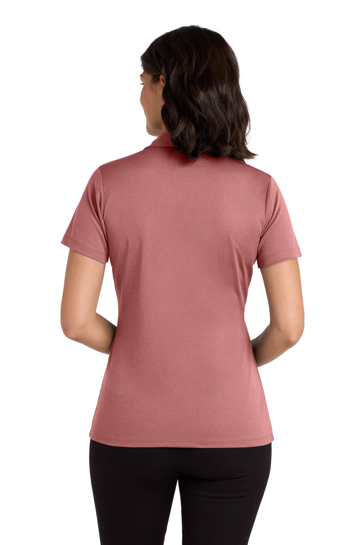 Port Authority Women's Heathered Silk Touch Performance Polo. LK542 - Garnet Heather - back
