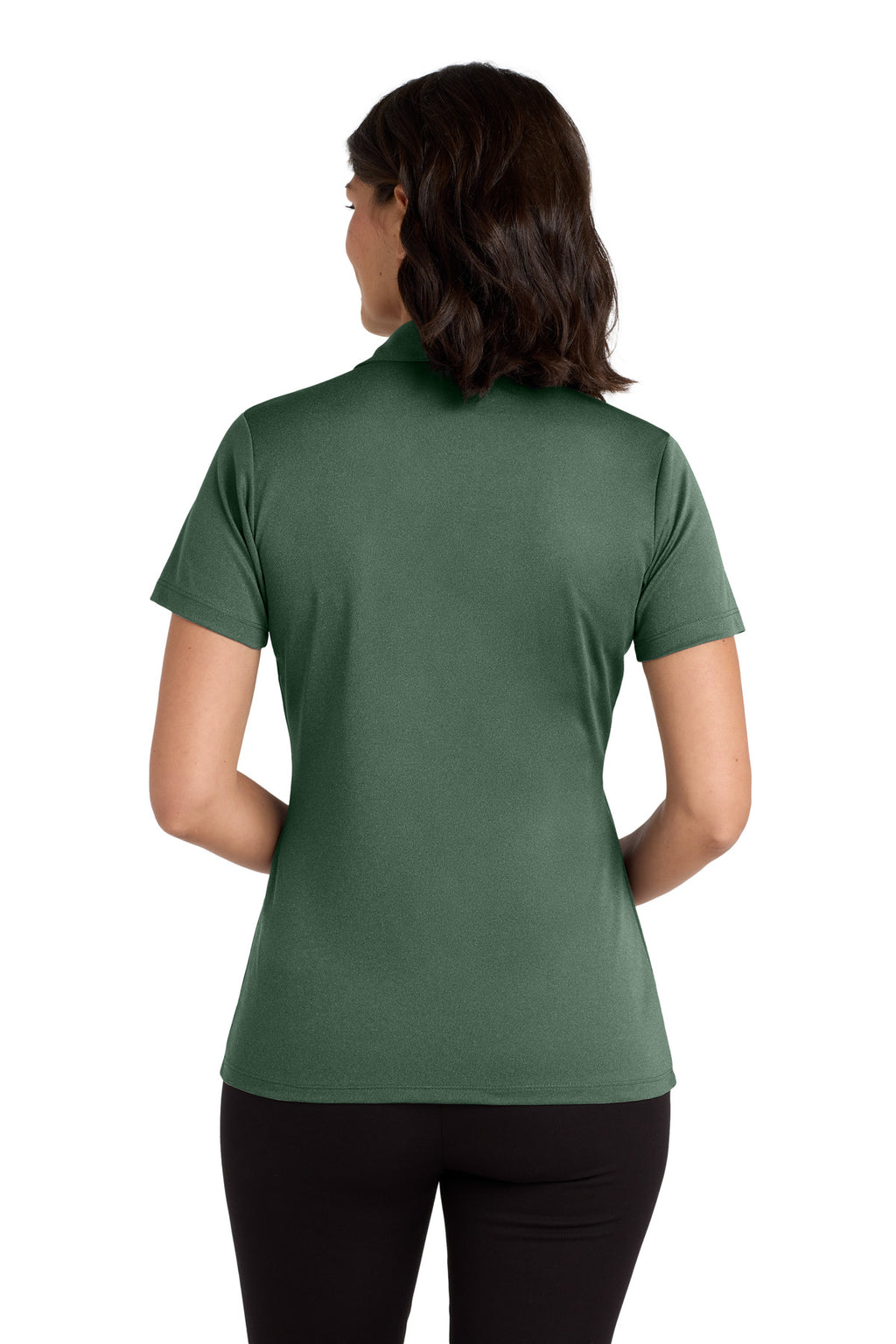 Port Authority Women's Heathered Silk Touch Performance Polo. LK542 - Green Glen Heather - back