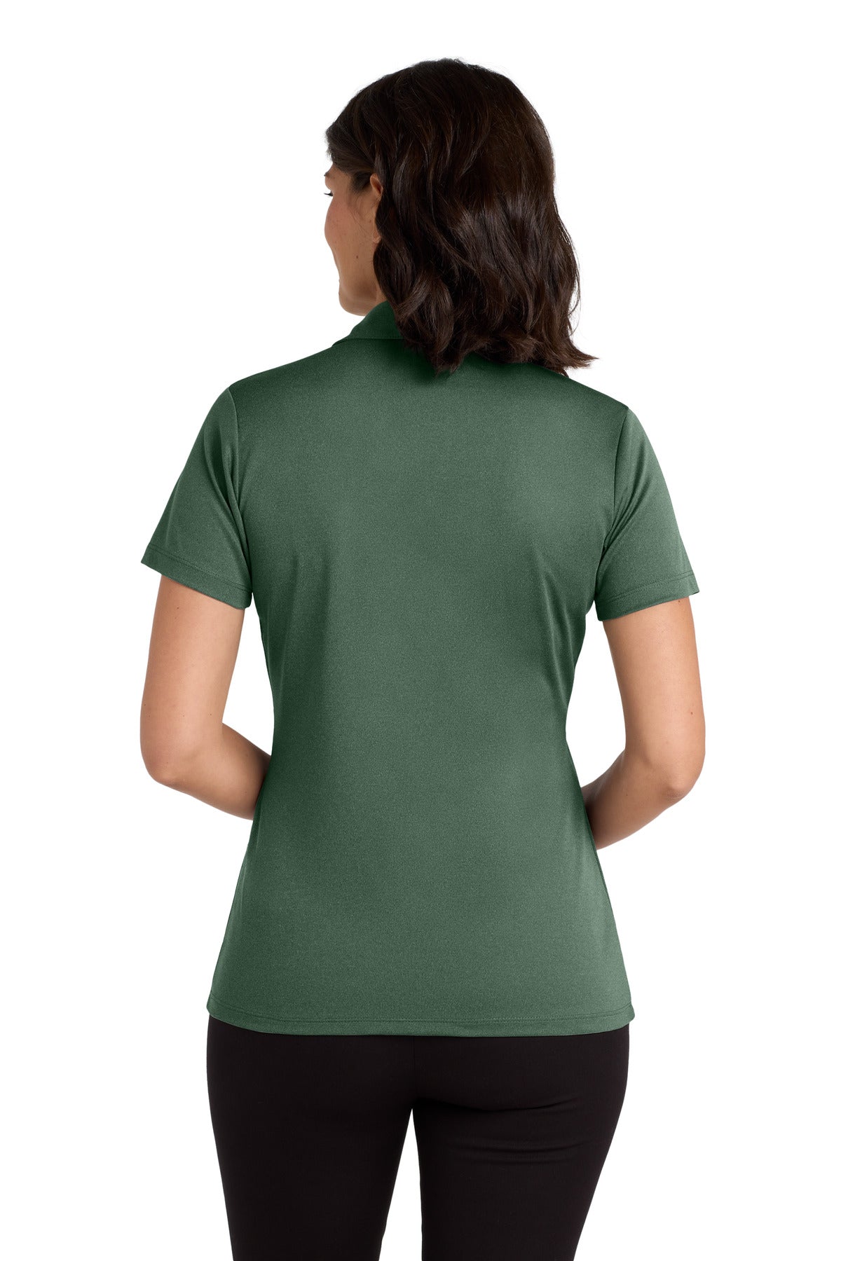 Port Authority Women's Heathered Silk Touch Performance Polo. LK542 - Green Glen Heather - back