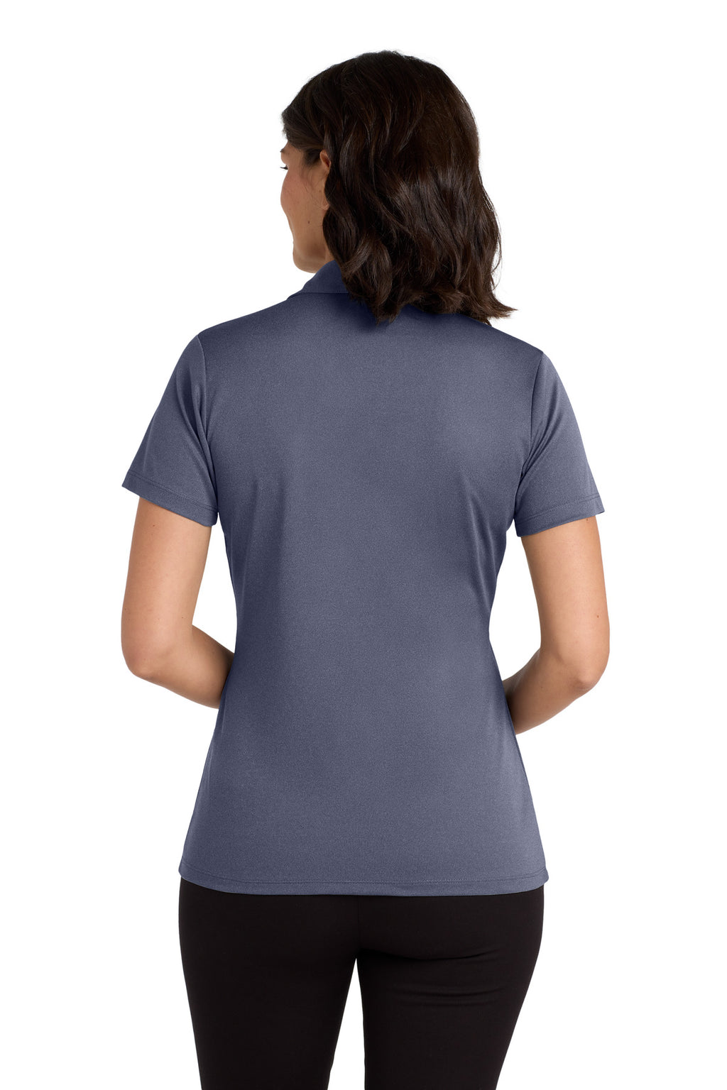 Port Authority Women's Heathered Silk Touch Performance Polo. LK542 - Navy Heather - back
