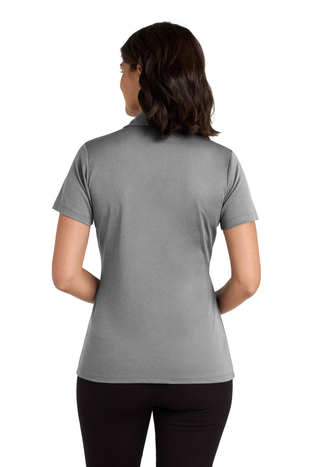 Port Authority Women's Heathered Silk Touch Performance Polo. LK542 - Shadow Grey Heather - back