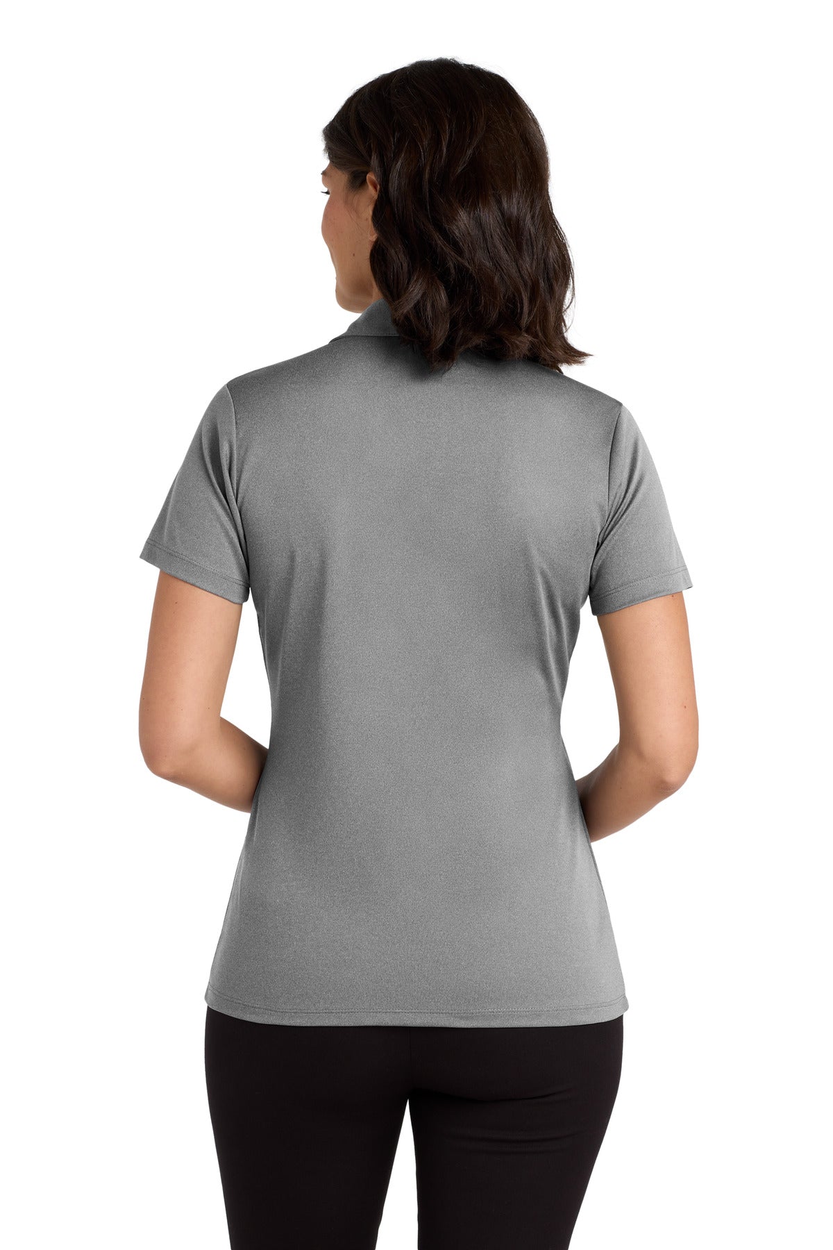 Port Authority Women's Heathered Silk Touch Performance Polo. LK542 - Shadow Grey Heather - back