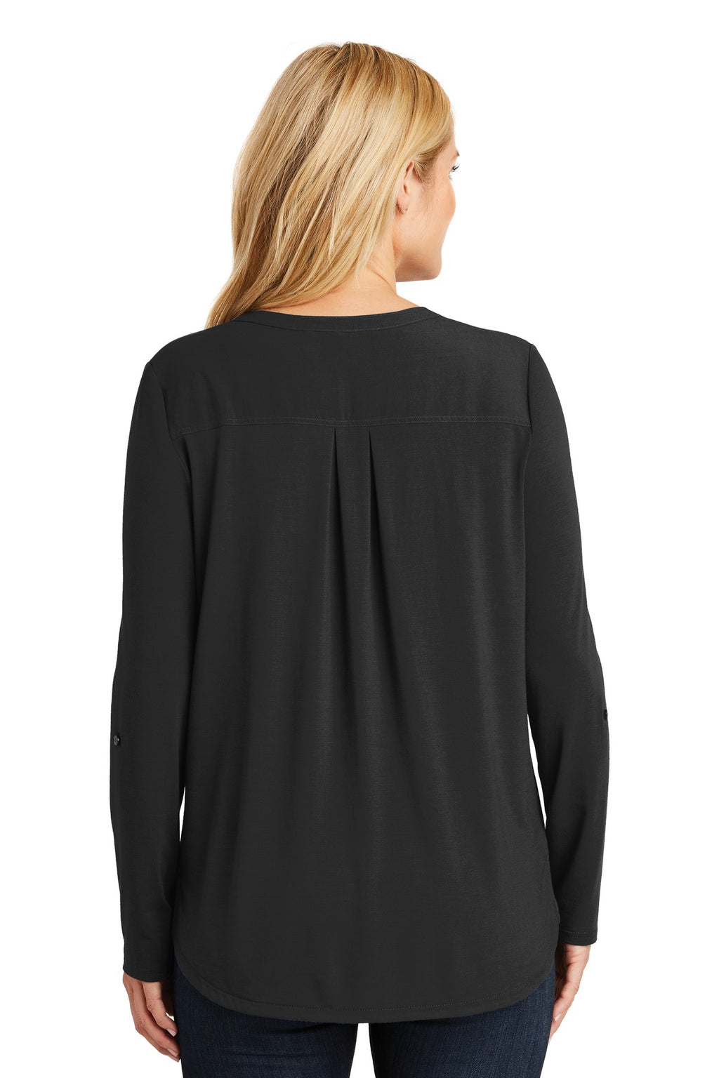 DISCONTINUED Port Authority Women's Concept Henley Tunic. LK5432 - Black - back