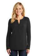 DISCONTINUED Port Authority Women's Concept Henley Tunic. LK5432 - Black - front