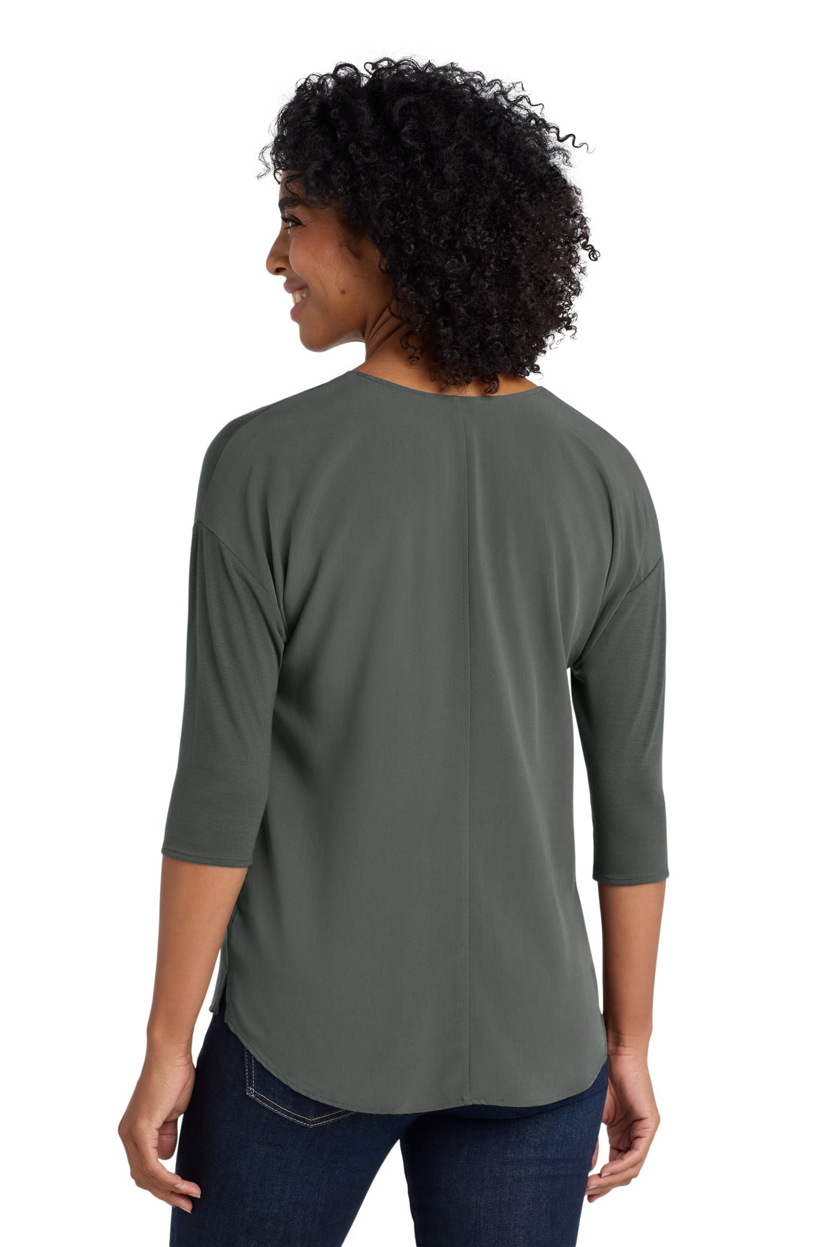 DISCONTINUED Port Authority Women's Concept 3/4-Sleeve Soft Split Neck Top. LK5433 - Grey Smoke - back