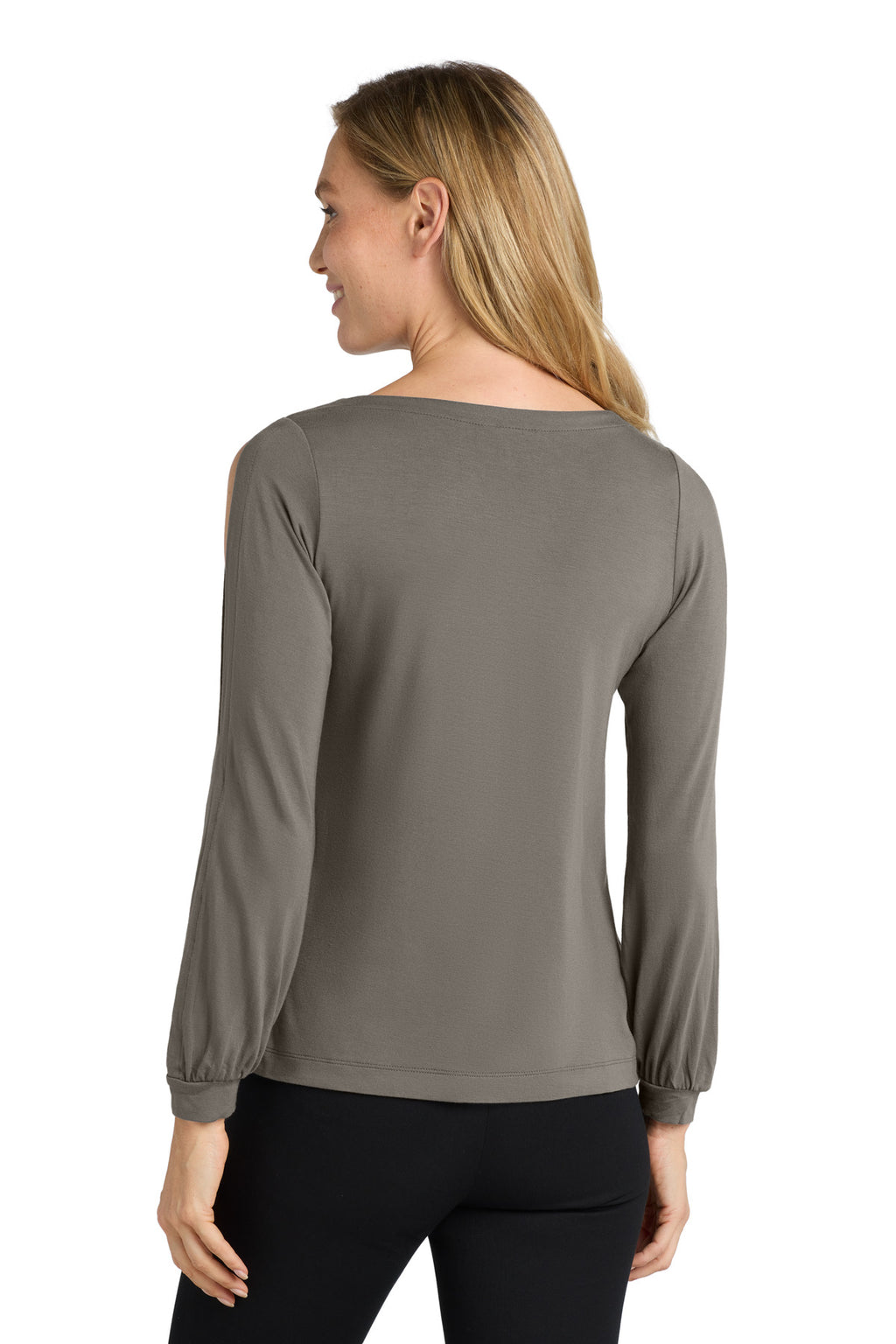 DISCONTINUED Port Authority Women's Luxe Knit Jewel Neck Top. LK5600 - Sterling Grey - back