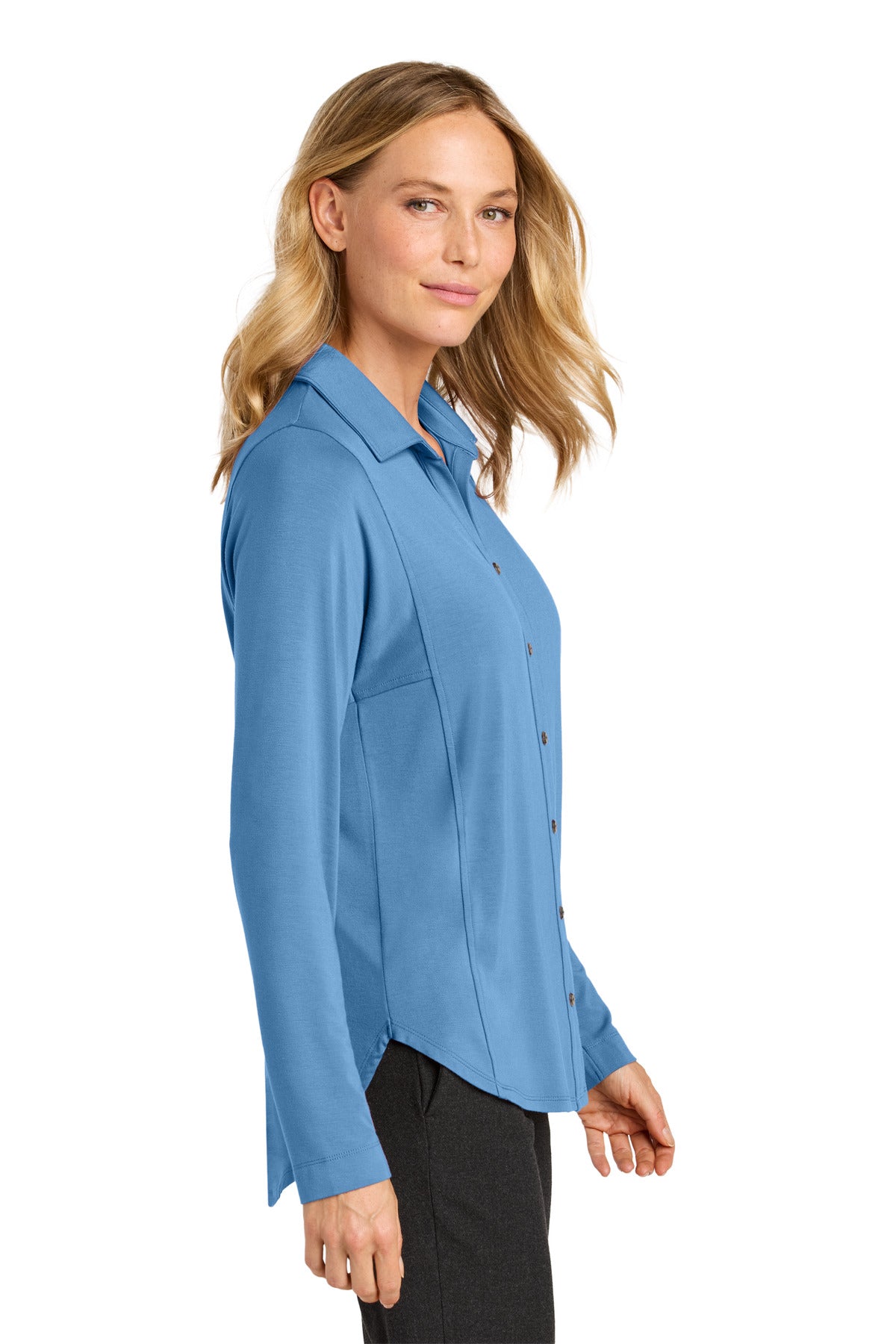 Port Authority Women's Luxe Knit Button Tunic LK5602 - Carolina Blue - side