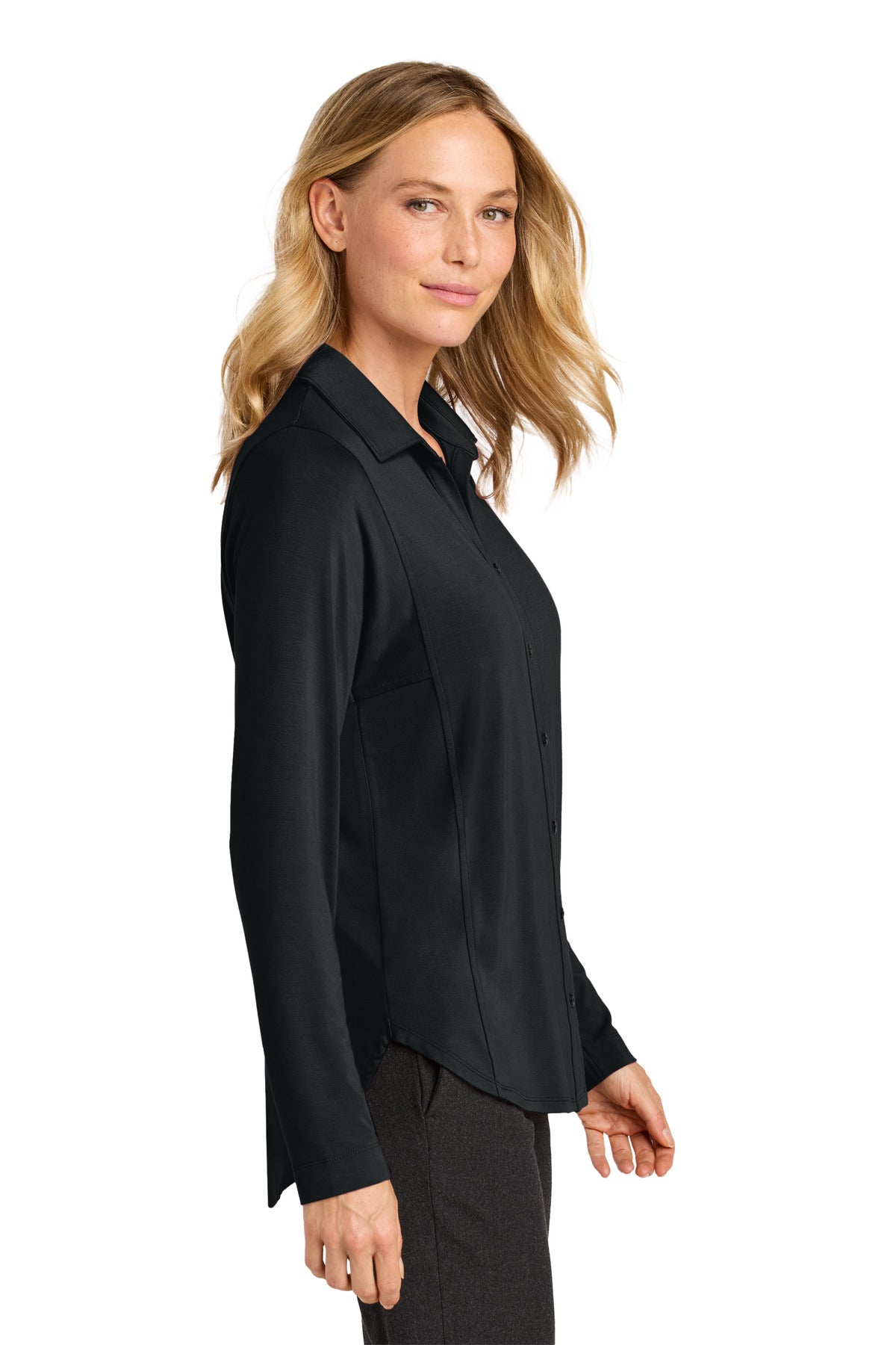 Port Authority Women's Luxe Knit Button Tunic LK5602 - Deep Black - side