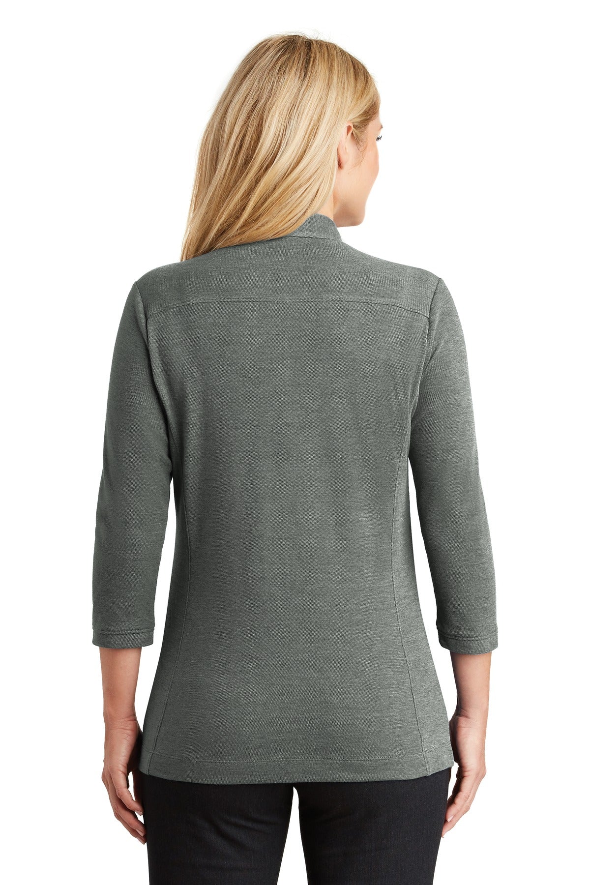 DISCONTINUED Port Authority Ladies Coastal Cotton Blend Polo. LK581 - Deep Black/ White - back