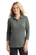 DISCONTINUED Port Authority Ladies Coastal Cotton Blend Polo. LK581 - Deep Black/ White - front
