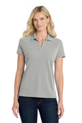 DISCONTINUED Port Authority Women's Poly Oxford Pique Polo. LK582 - Black - front