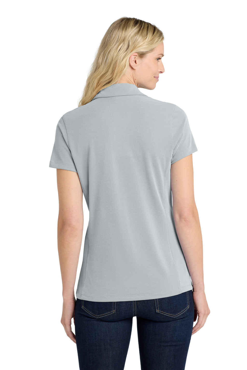 DISCONTINUED Port Authority Women's Poly Oxford Pique Polo. LK582 - Gusty Grey - back