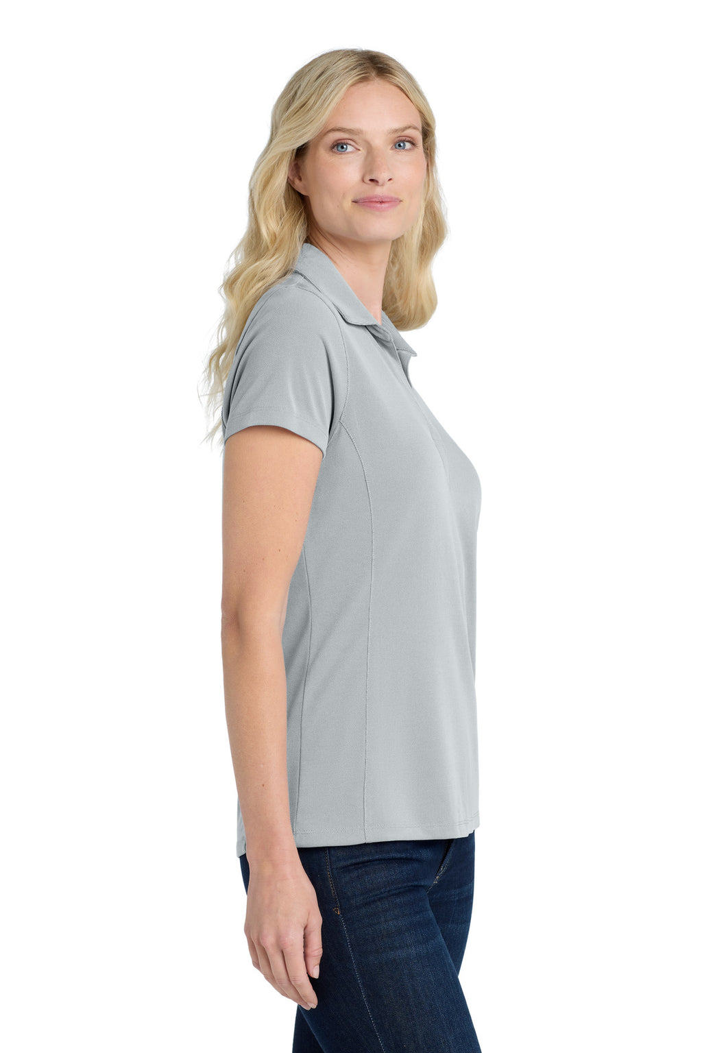 DISCONTINUED Port Authority Women's Poly Oxford Pique Polo. LK582 - Gusty Grey - side